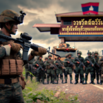 alt_text: Pasukan bersenjata berjaga di perbatasan Thailand-Kamboja, ketegangan meningkat.