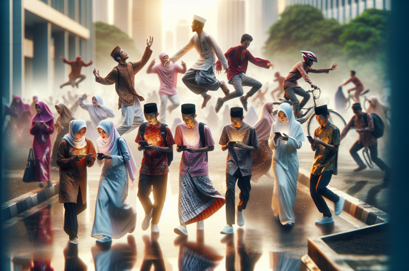 "alt_text": "Ilustrasi Gen Z Indonesia mencerminkan karakter Islami modern dan dinamis."