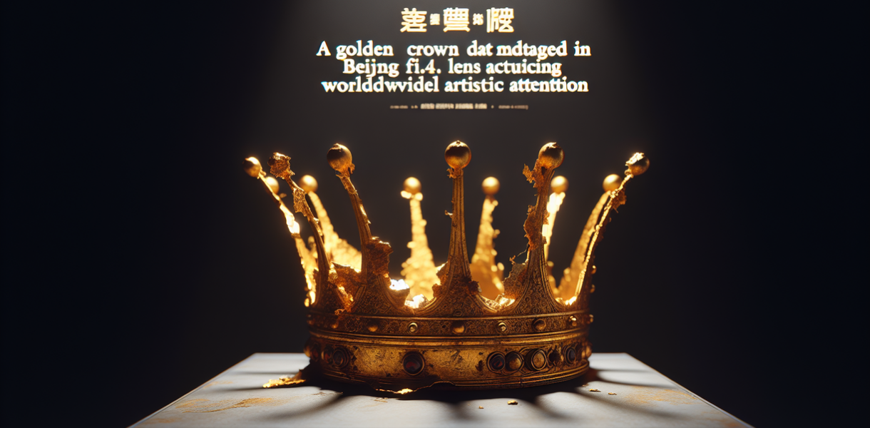 alt_text: Mahkota emas rusak di Beijing memicu perhatian dunia seni.