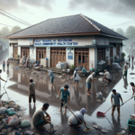 alt_text: Puskesmas di Tulungagung terendam lumpur akibat banjir bandang, akses terhambat.