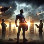 Alt_text: Poster film: Chris Evans kembali di "Doomsday" dengan latar belakang kota hancur.