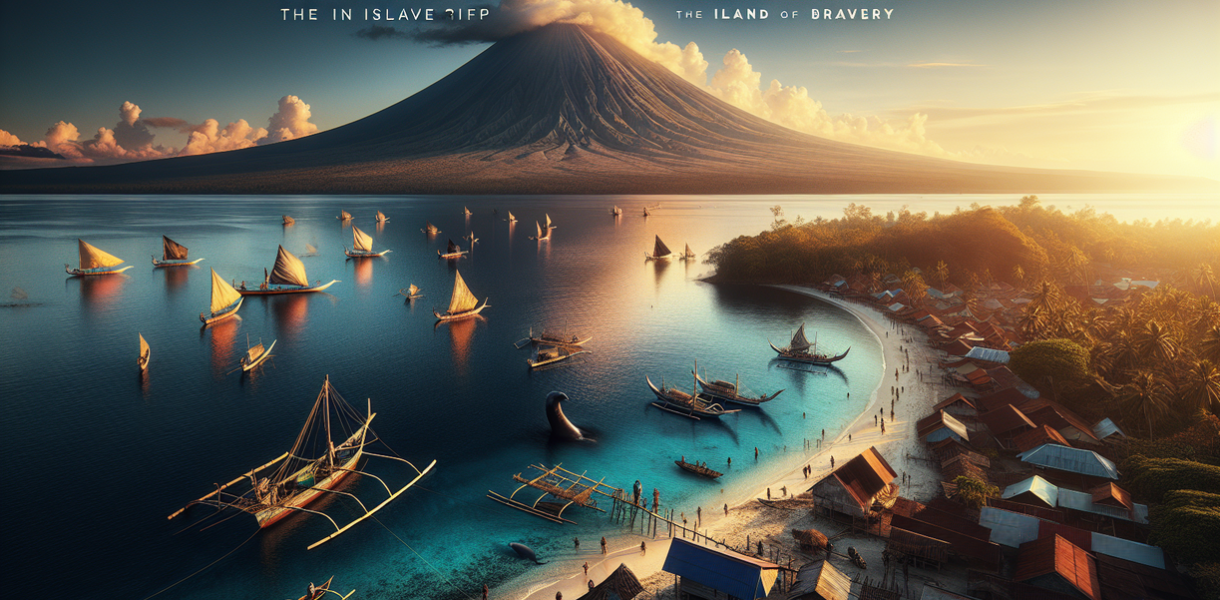 alt_text: Pemburu paus tradisional di Lamalera memakai perahu untuk berburu di laut.