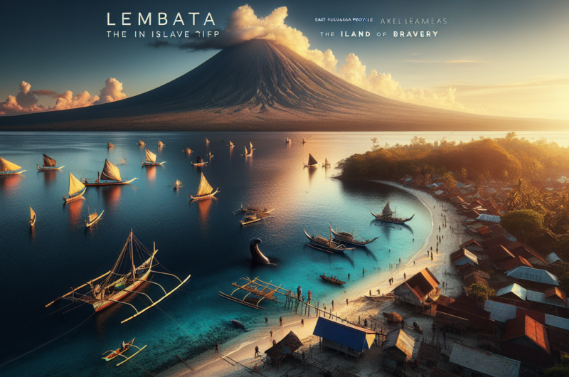 alt_text: Pemburu paus tradisional di Lamalera memakai perahu untuk berburu di laut.