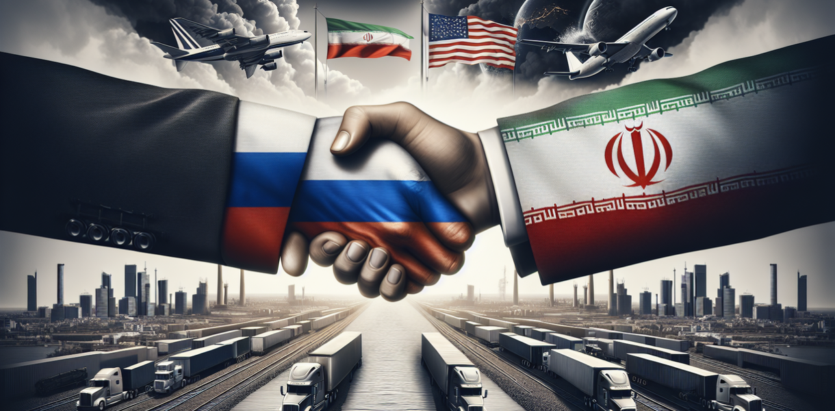 alt_text: Rusia dan Iran tetap berdagang meski ada tekanan internasional.