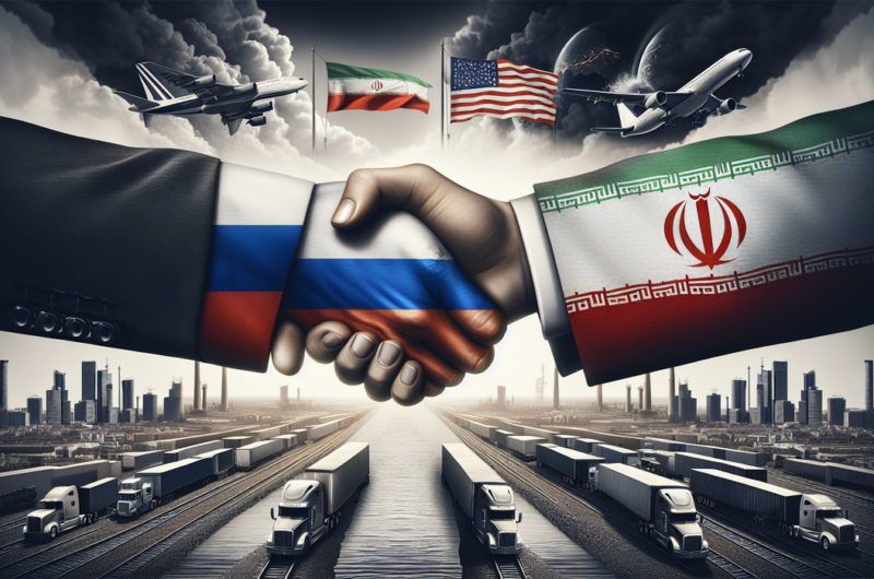 alt_text: Rusia dan Iran tetap berdagang meski ada tekanan internasional.