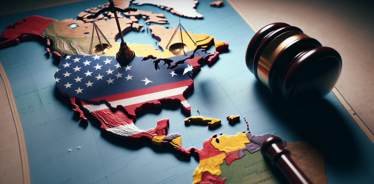 alt_text: Peta politik: Serangan AS ke Venezuela; benturan hukum internasional dan nasional.