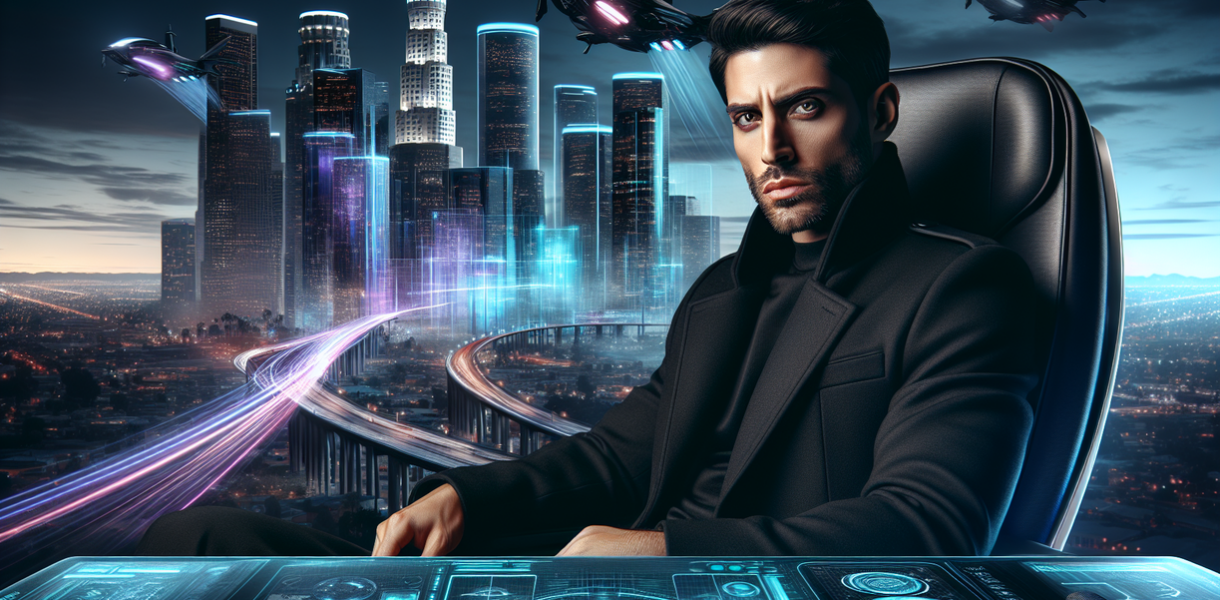 alt_text: Poster film MERCY dengan suasana kota modern dan tokoh utama terlihat gelisah.