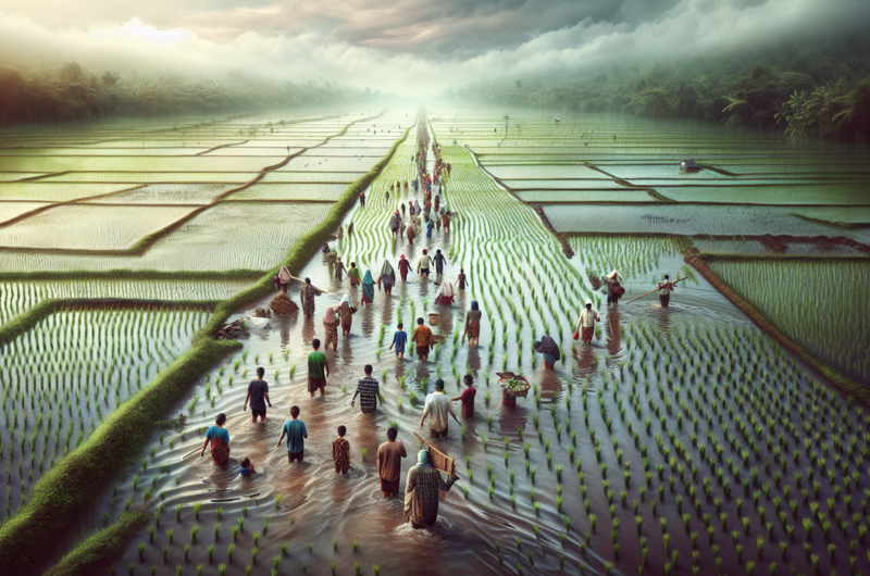 alt_text: Sawah di Grobogan terendam banjir, mengancam panen dan pasokan pangan di Jawa Tengah.