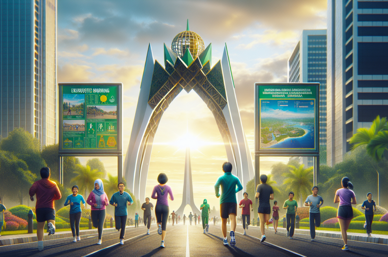 alt_text: Warga Pontianak jogging di taman, promosikan gaya hidup sehat dan kebugaran bersama.