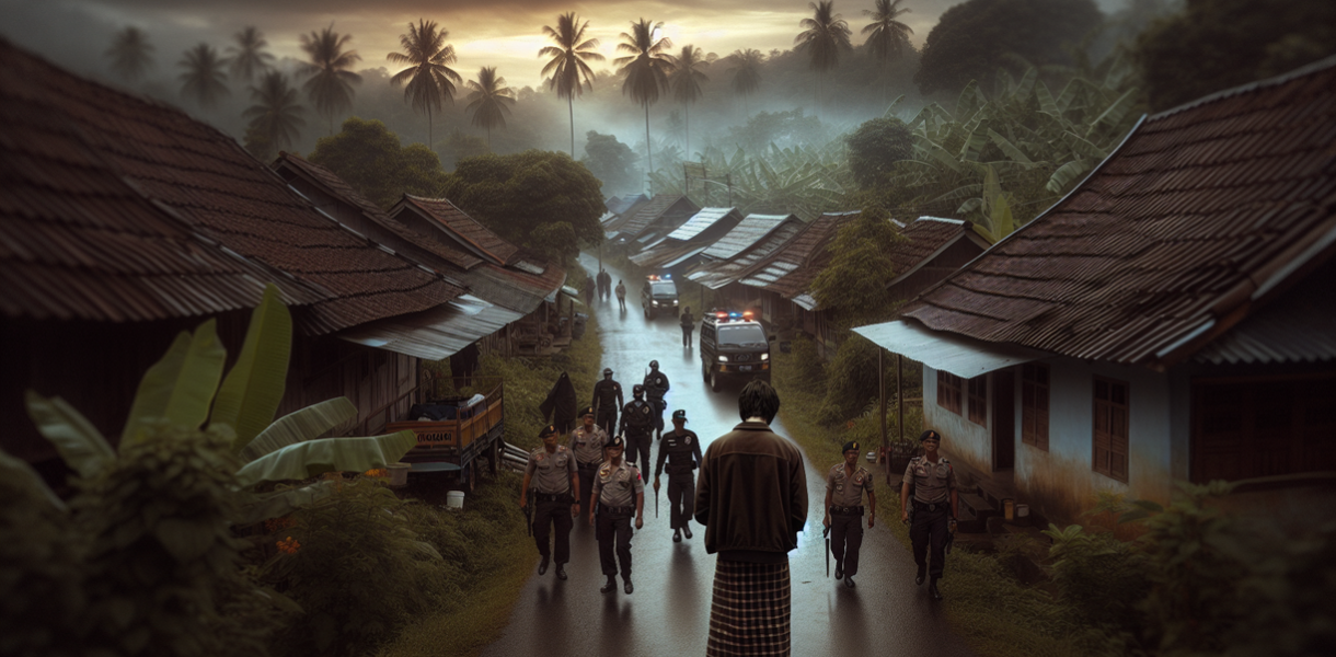 alt_text: Penangkapan kriminal di Sungai Buaya, Sergai, melibatkan polisi dan barang bukti.