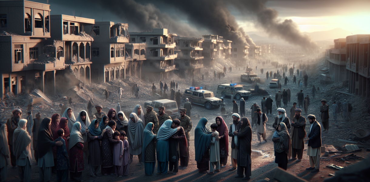 Alt_text: Pesawat tempur Pakistan menyerang wilayah di Afghanistan, menimbulkan kehancuran dan kepulan asap.