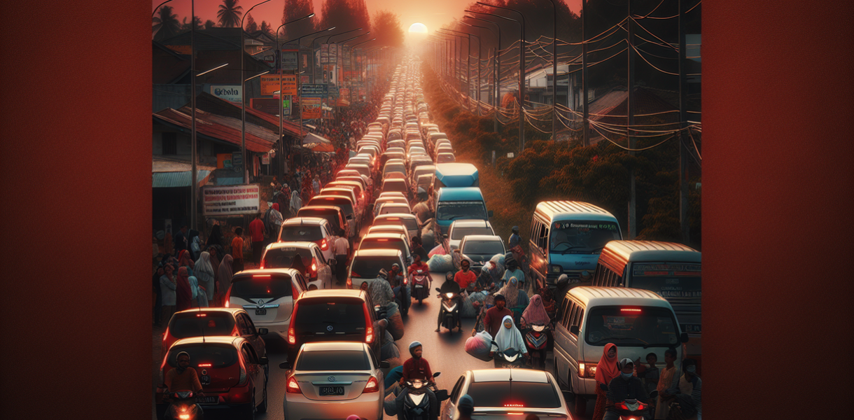 alt_text: Kemacetan di Pasar 5 Marelan saat warga berburu takjil menjelang buka puasa.