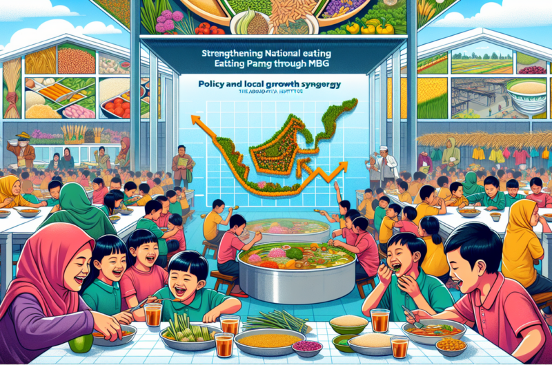 "alt_text": "Peta Ketahanan Pangan Terintegrasi dengan logo MBG di sudut."