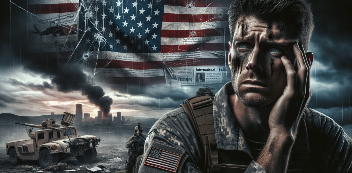 alt_text: Ilustrasi perang Iran-AS, menggambarkan moral tentara Amerika yang menurun.