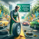 alt_text: Teknisi memeriksa kondisi ban untuk memastikan perjalanan mudik aman dan nyaman.