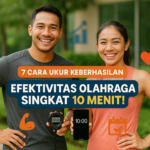 alt_text: Orang berolahraga di pantai saat matahari terbit, menikmati travel sehat dengan 10 menit olahraga.