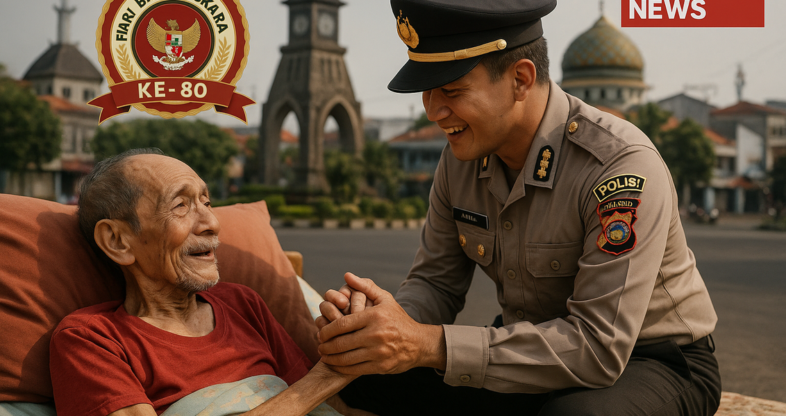 alt_text: Polisi berbaur dengan masyarakat, merayakan Hari Bhayangkara dengan penuh kedekatan dan empati.