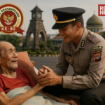 alt_text: Polisi berbaur dengan masyarakat, merayakan Hari Bhayangkara dengan penuh kedekatan dan empati.
