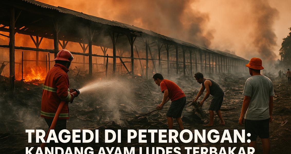 alt_text: Kebakaran kandang ayam di Jombang, warga cepat bereaksi setelah mendengar lonceng peringatan.