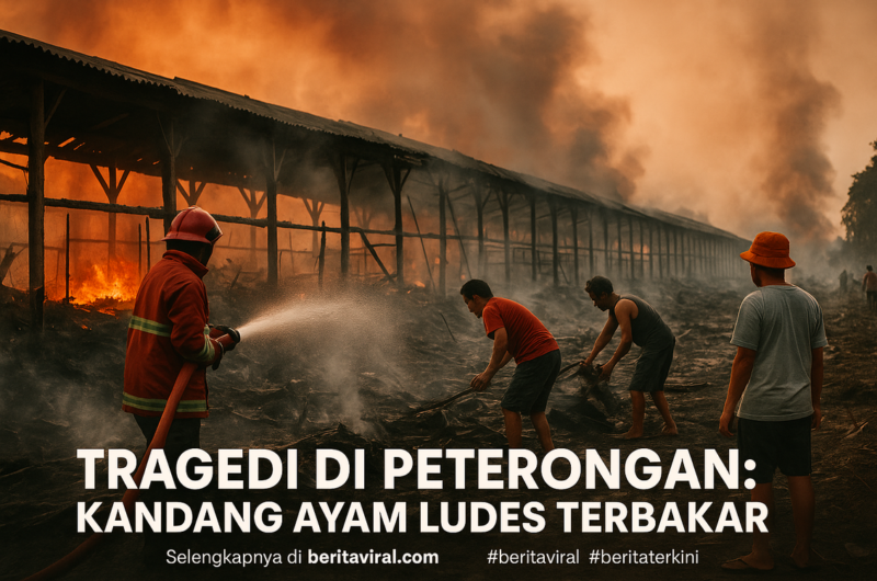 alt_text: Kebakaran kandang ayam di Jombang, warga cepat bereaksi setelah mendengar lonceng peringatan.