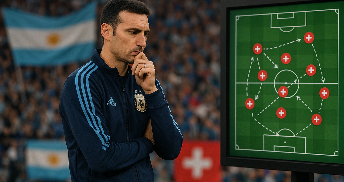 alt_text: Scaloni bersiap hadapi tantangan tim Swiss bersama Argentina dalam pertandingan mendebarkan.
